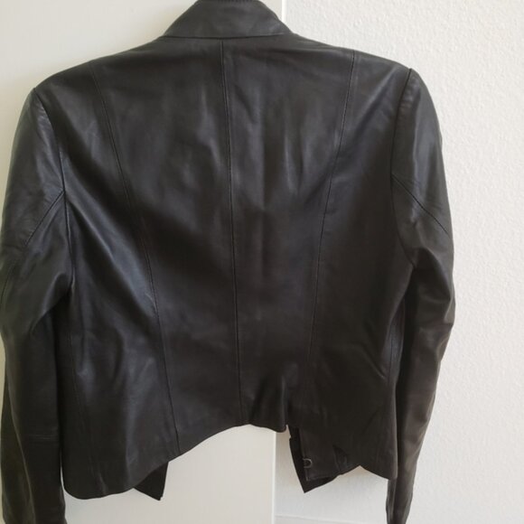 EUC, Cache ruffled black leather jacket, Sz. Sm - Picture 4 of 4